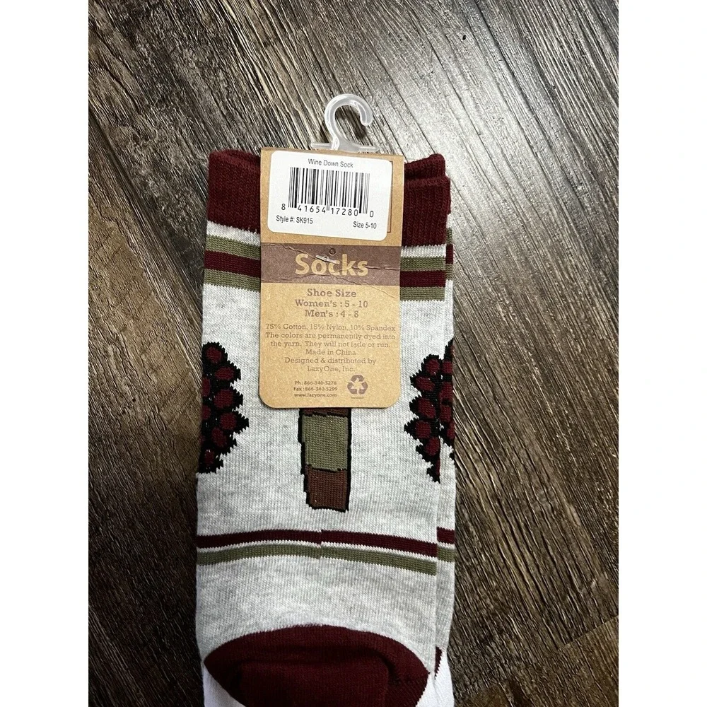 Lazy One Funny Adult‎ Socks Wine Down Size 5-10 NWT